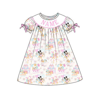 Girls Summer Cartoon Custom Name Smock Embroidery Collection
