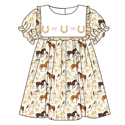 Spring Summer Farm Horse Embroidery Dress & Romper