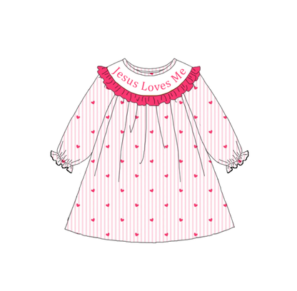 Valentine’s Day Kids Collection JESUS LOVES ME Smocked Embroidery