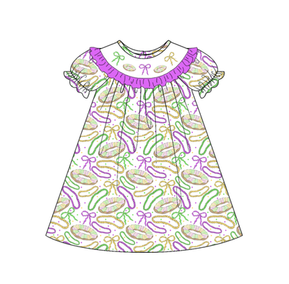 Kids Mardi Gras Smocked Collection Truck Excavator Donut Outfits