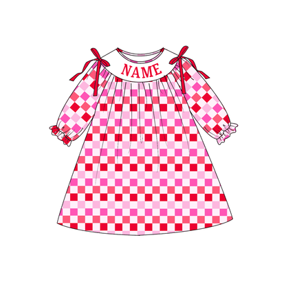 Kids Valentine's Day Plaid Smocked Collection Custom Name Holiday Outfits
