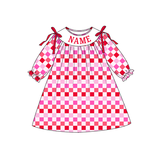 Kids Valentine's Day Plaid Smocked Collection Custom Name Holiday Outfits
