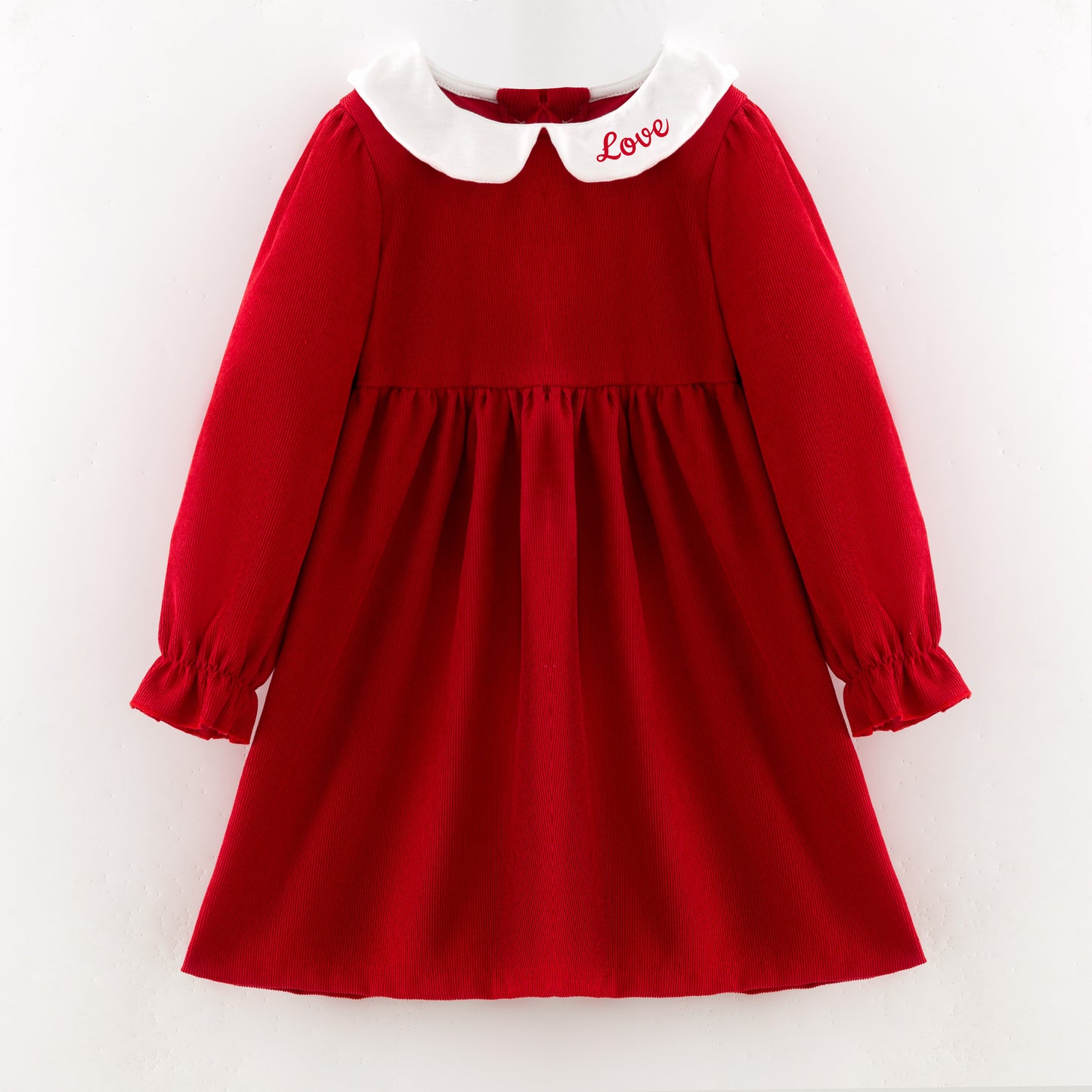 Red Corduroy V-days Sibling Clothes – LOVE Embroidery