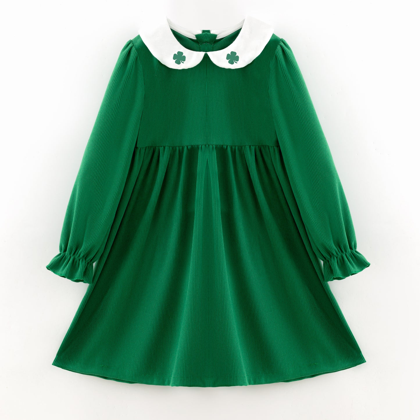 Green Corduroy St.Patrick's Day Sibling Clothes – Clover Embroidery
