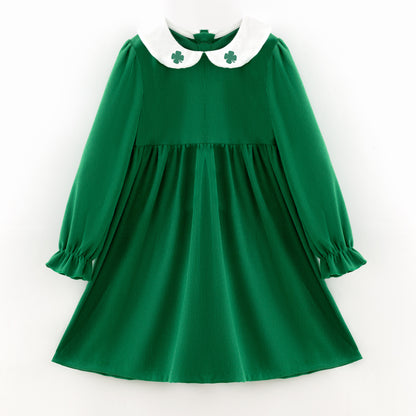 Green Corduroy St.Patrick's Day Sibling Clothes – Clover Embroidery
