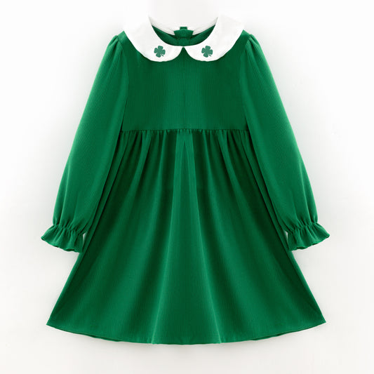 Green Corduroy St.Patrick's Day Sibling Clothes – Clover Embroidery
