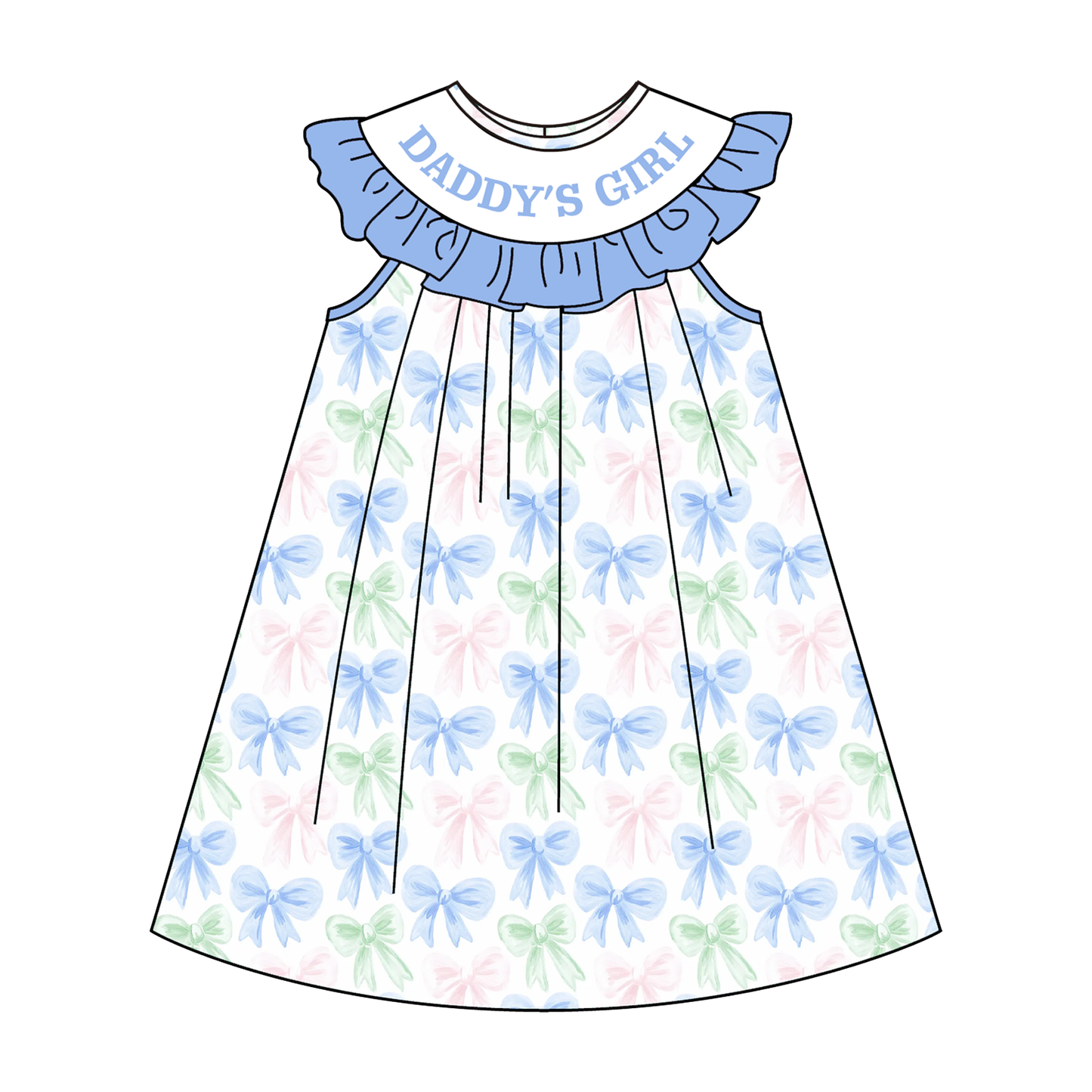 Father's Day DADDY'S GIRL Bow Embroidery Smock Dress & Romper