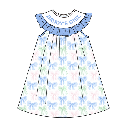 Father's Day DADDY'S GIRL Bow Embroidery Smock Dress & Romper