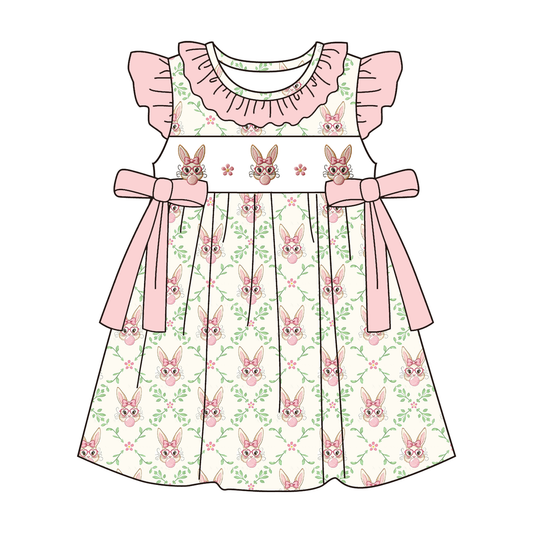 Easter Cute Bunny Embroidery Smock Dress & Romper
