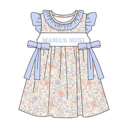 Summer Blue Floral Mother's Day Smocked Embroidery Collection