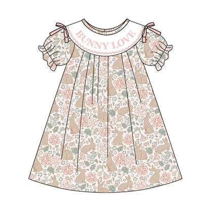 Easter Summer BUNNY LOVE Embroidery Smock Dress & Romper