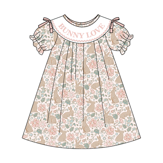 Easter Summer BUNNY LOVE Embroidery Smock Dress & Romper