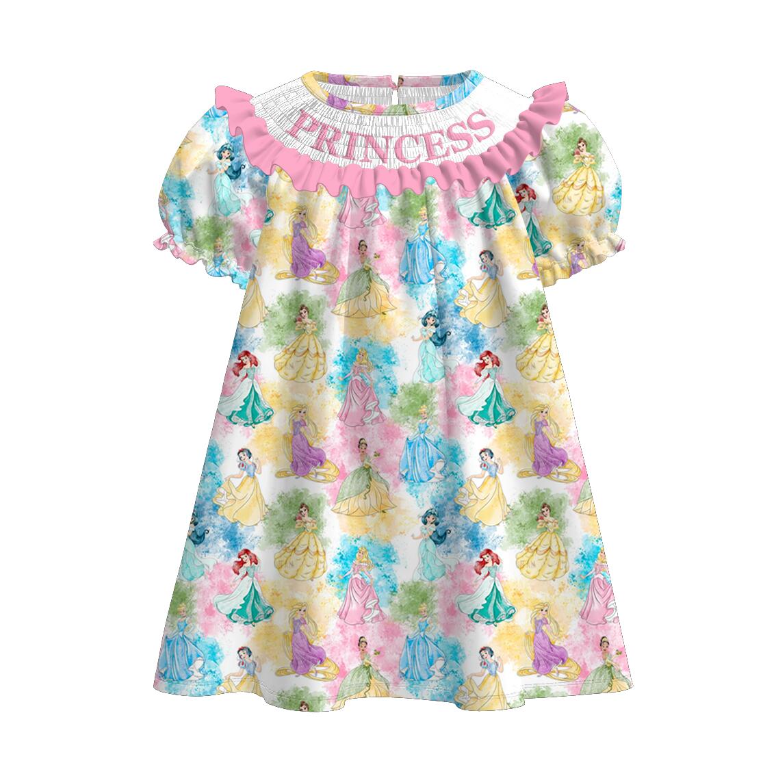 2026 Summer Princess Pink Embroidery Smock Dress & Romper