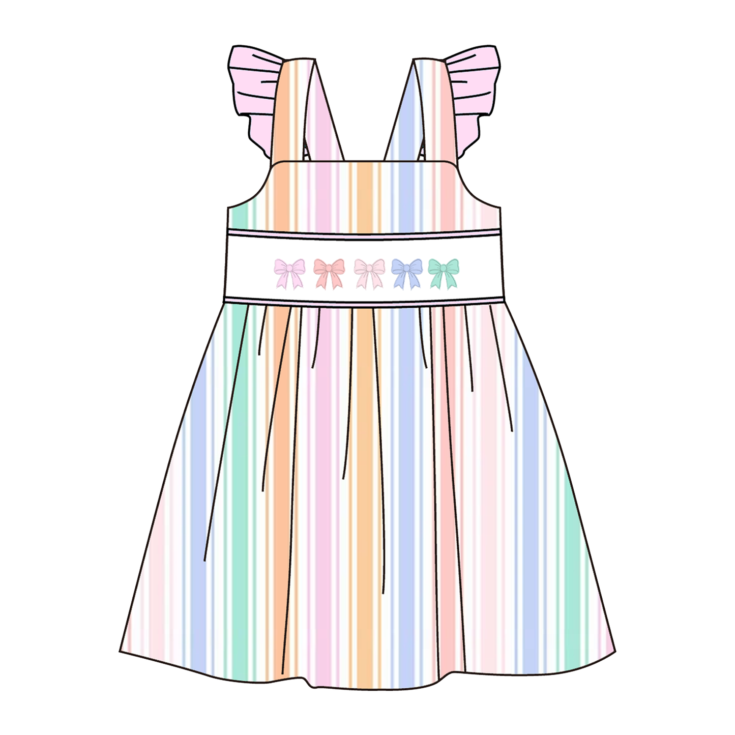 Summer Pastel Stripe Princess Kids Outfits | Personalized Name Collection