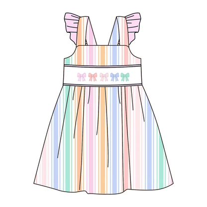 Summer Pastel Stripe Princess Kids Outfits | Personalized Name Collection
