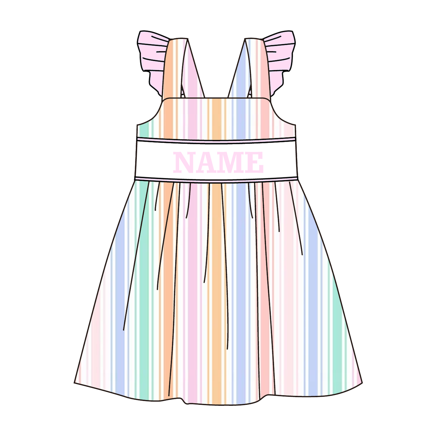 Summer Pastel Stripe Princess Kids Outfits | Personalized Name Collection