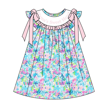 Mother's Day Blue Floral MAMA'S SWEET HEART Smocked Embroidery Collection