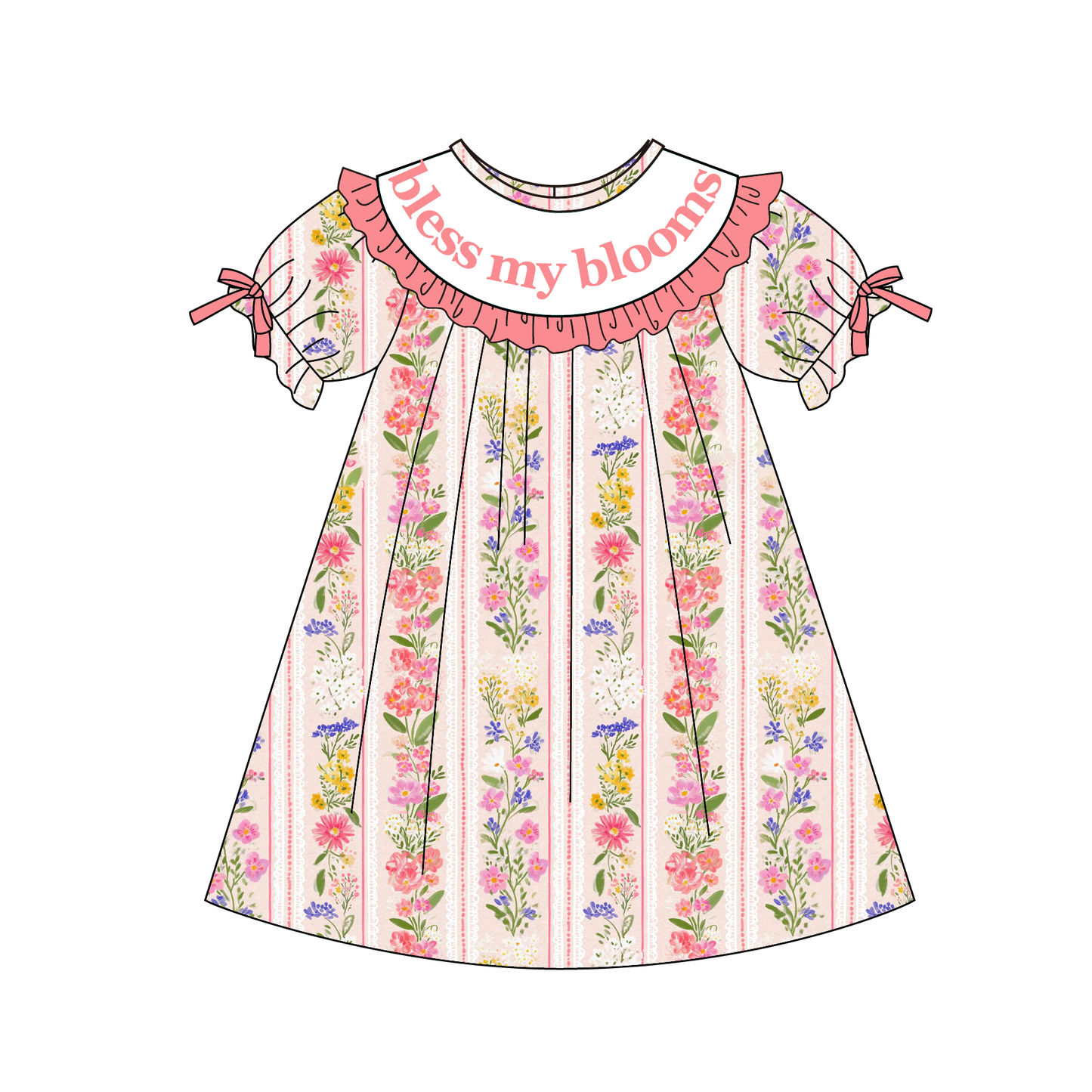 Spring Summer Floral BLESS MY BLOOMS Embroidery Smock Dress & Romper