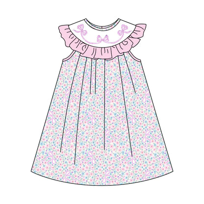 Sweet Blooms for Little Ones – Pink Bow Smocked Lavender Pink Floral Set