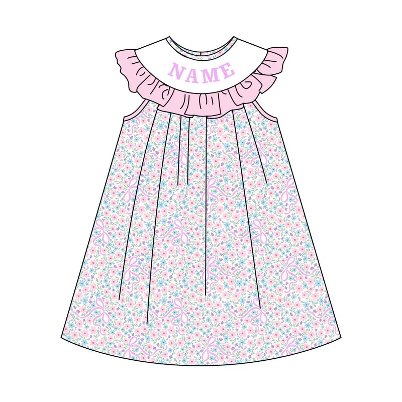Sweet Blooms for Little Ones – Custom Name Smocked Lavender Pink Floral Set