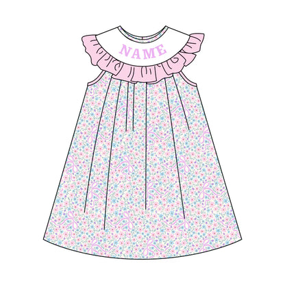 Sweet Blooms for Little Ones – Custom Name Smocked Lavender Pink Floral Set