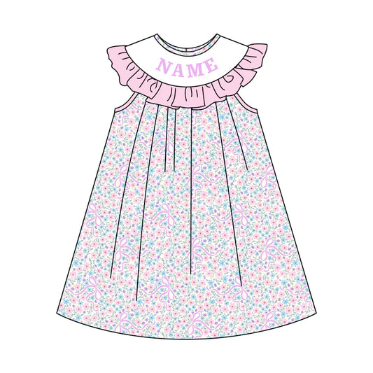 Sweet Blooms for Little Ones – Custom Name Smocked Lavender Pink Floral Set