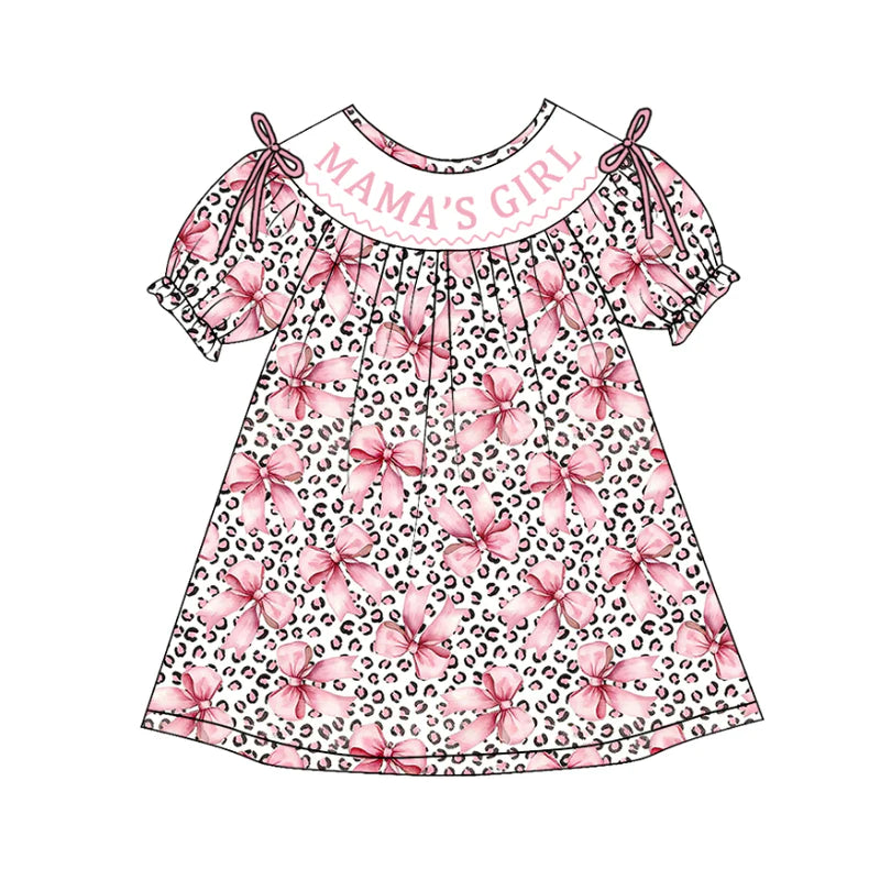 Mother's Day MAMA'S GIRL Embroidery Smock Pink Flower Dress & Romper