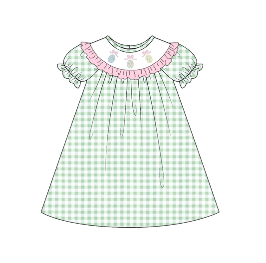 Summer Green Plaid Smocked Embroidery Collection