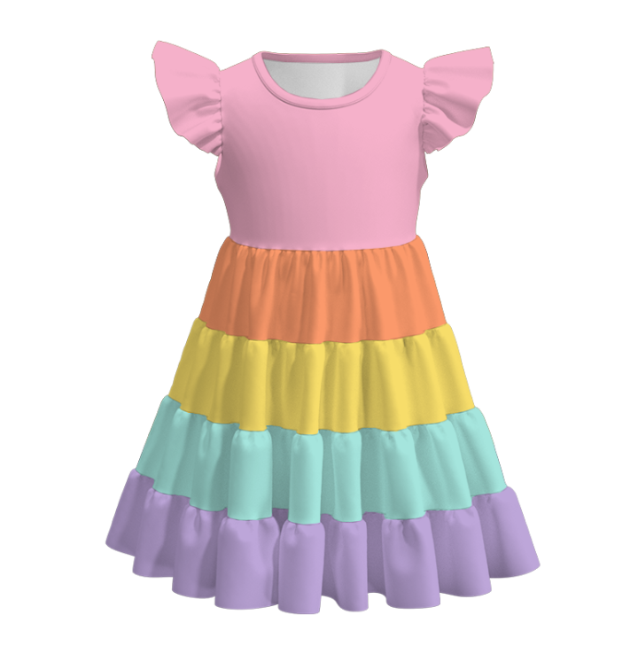 New Arrival | Pastel Colorblock Dress & Polo Set for Kids