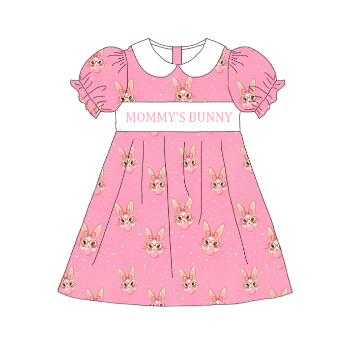 Easter Sweet Blooms for Little Ones – MOMMY'S BUNNY Smocked Pink Bunny Set