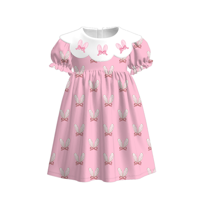 Easter Sweet Blooms for Little Ones – Smocked Embroidery Pink Bunny Set