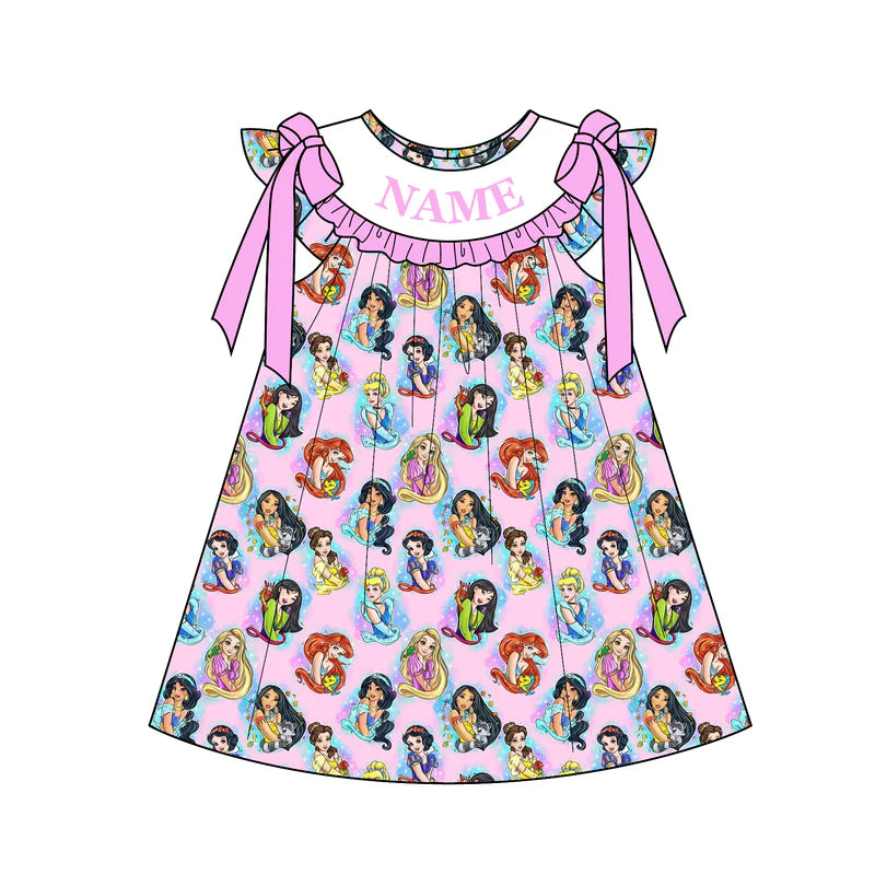 Summer Girls Pink Princess Custom Name Smocked Embroidery Set Collection