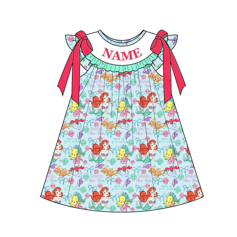 Summer Girls Mermaid Custom Name Smocked Embroidery Set Collection