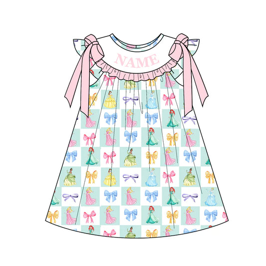 Summer Girls Colorful Bow Custom Name Smocked Embroidery Set Collection