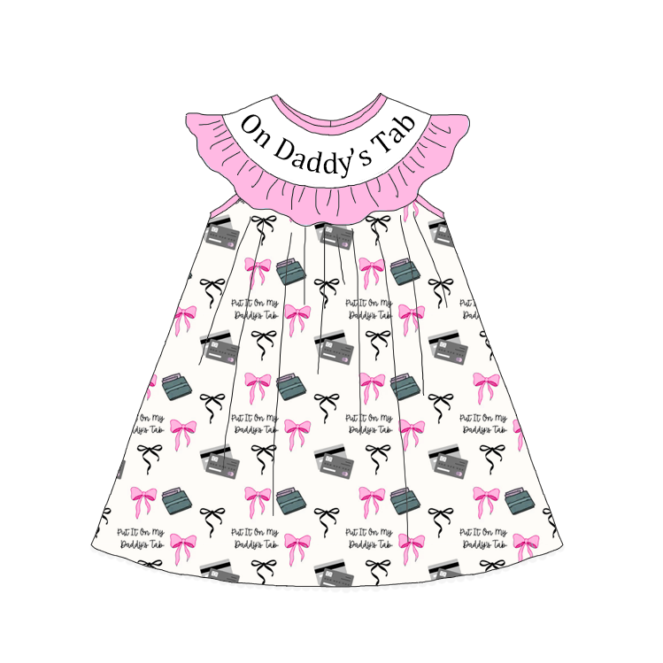 Summer Pink Bow ON DADDY'S TAB Smocked Embroidery Set Collection