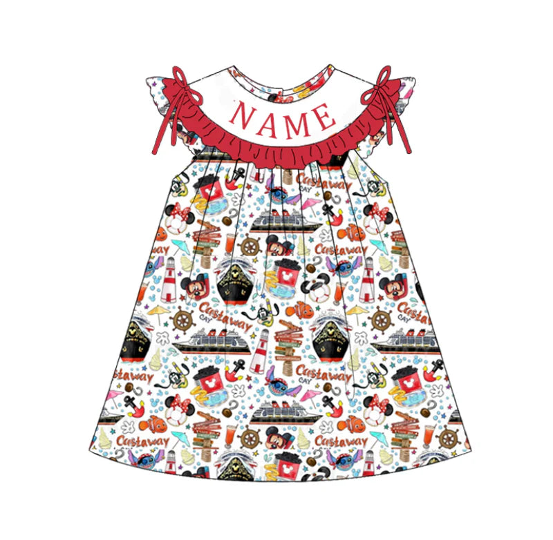 Spring Summer Cartoon Smocked Embroidery Outfit Set with Custom Name – Kids Boutique Matching Clothing