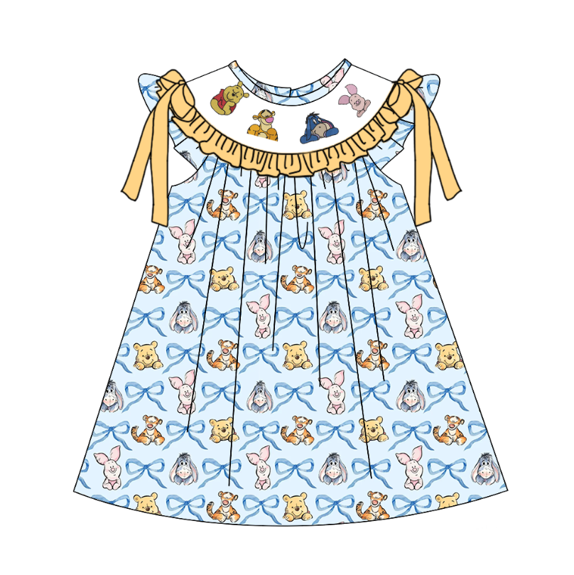 Summer Animal Smocked Embroidered Kids Outfits