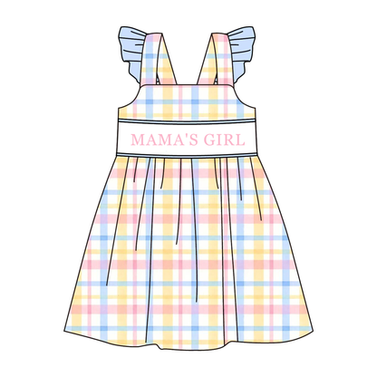 Smocked Mother's Day Kids Collection – Embroidered MAMA'S GIRL/BOY Plaid Outfits