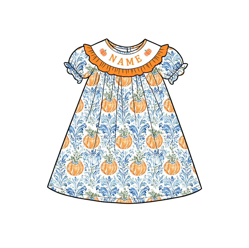 Personalized Pumpkin Embroidery Collection | Custom Name Halloween Dress, Bubble Romper, Jon Jon & Boys Outfit