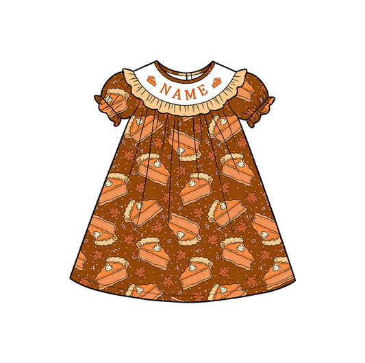 Personalized Pumpkin Pie Embroidery Collection | Custom Name Thanksgiving Dress, Bubble Romper, Jon Jon & Boys Outfit