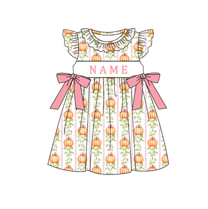 Personalized Pink Pumpkin Collection | Custom Name Dress, Bubble Romper & Bell Bottom Set