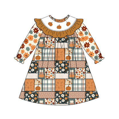 Girls Smocked Embroidery Collection | Boutique Pumpkin Patch Dress, Bubble Romper & Fall Outfit Set | Thanksgiving Toddler Clothing