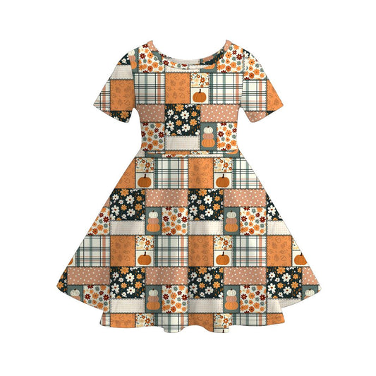 Halloween Pumpkin Patchwork Collection | Matching Family Outfits | Girls Dress, Ruffle Pant Set, Wide-Leg Jumpsuit & Boys Short Set
