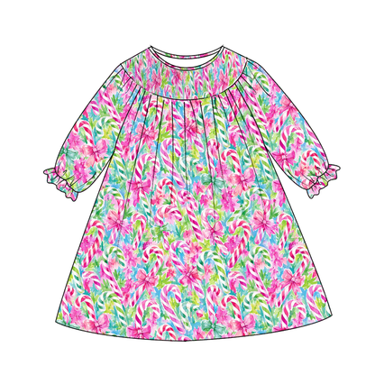 Girls Smocked Dress | Long Sleeve Floral Boutique Dress | Fall Holiday Collection | Boutique Toddler Dress