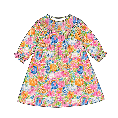 Girls Smocked Dress | Long Sleeve Floral Boutique Dress | Fall Holiday Collection | Boutique Toddler Dress