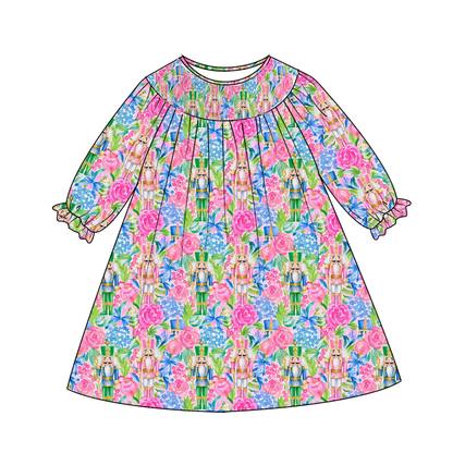 Girls Smocked Dress | Long Sleeve Floral Boutique Dress | Fall Holiday Collection | Boutique Toddler Dress