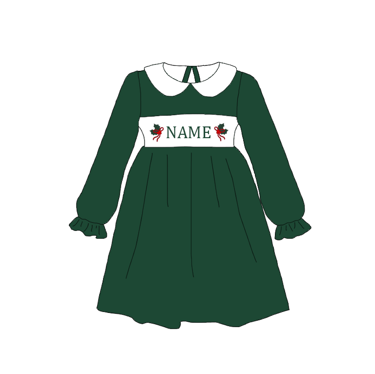 Personalized Christmas Smocked Embroidery Family Matching Outfits – Custom Name Holiday Clothing for Girls, Boys & Baby