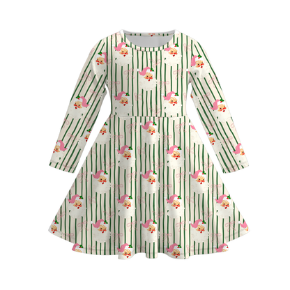 Christmas Santa Stripe Girls Dress, Romper & Pajama Set – Holiday Sibling Collection