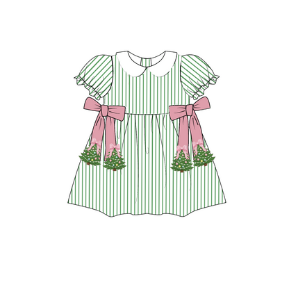 Christmas Tree Embroidered Sibling Matching Collection – Girls Dress, Romper & Two-Piece Sets, Boys Outfit & Sleeveless Romper