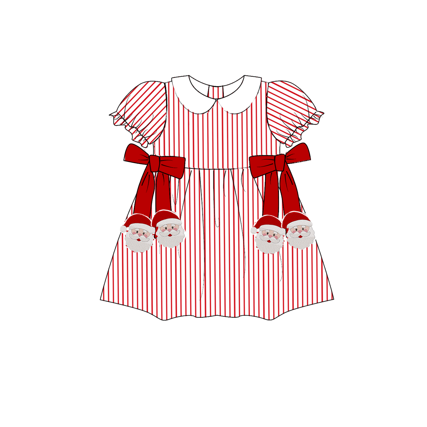 Christmas Santa Smocked Embroidery Kids Holiday Outfits Collection